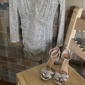 Sparkly sequin mini dress and heels sparkle